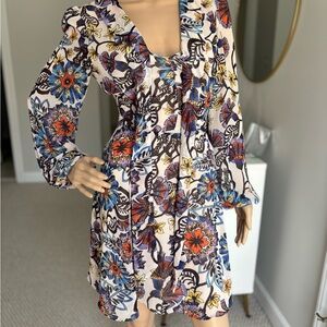 Betsey Johnson Multicolor Floral Long Sleeve Dress